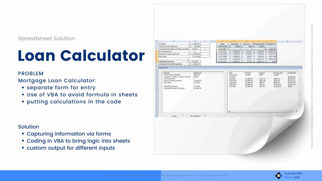 VBA based loan calculator